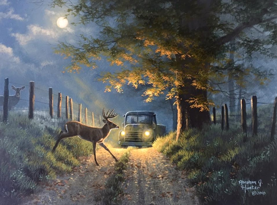 Deer Crossing by Abraham Hunter